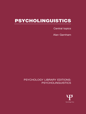 cover image of Psycholinguistics (PLE